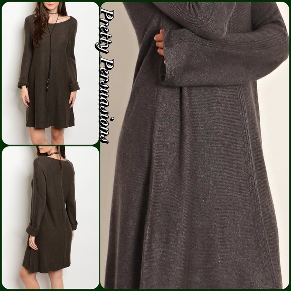 ❤️LAST ONE❤️ Burgundy Long Sleeve Knit Sweater Dress - Picture 4 of 4